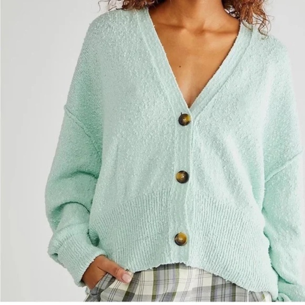 Free People Found My Friend Cardigan Sweater in Ocean Lily